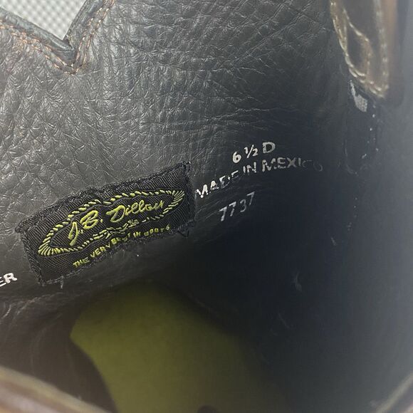 JB Dillon Cowboy Boots Mens 6.5 D Brown Leather Western Made In Mexico - Picture 15 of 15